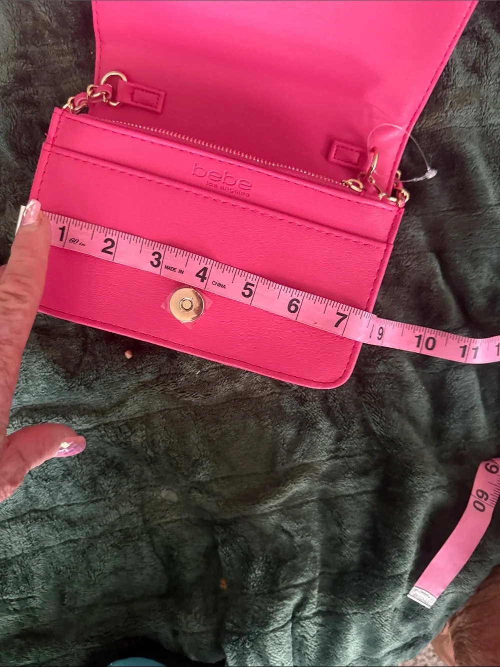 bebe Quilted Crossbody Bag in Hot Pink with Gold Chain